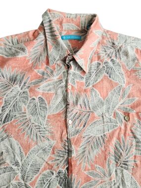 Tori Richard Hawaiian Shirt Men's 3XB Orange Tropical Leaves USA Resort Cruise